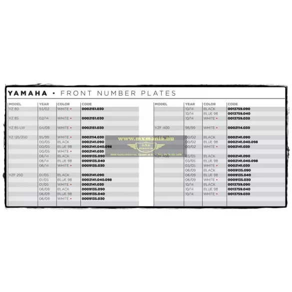 ACERBIS Yamaha első rajtszámtábla idom