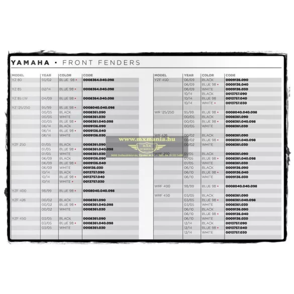 ACERBIS Yamaha első sárvédő