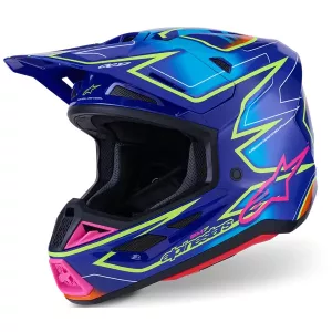 Alpinestars S-M7 Cast blue-pink-yellow bukósisak