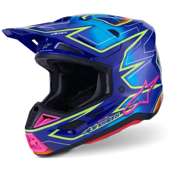 Alpinestars S-M7 Cast blue-pink-yellow bukósisak