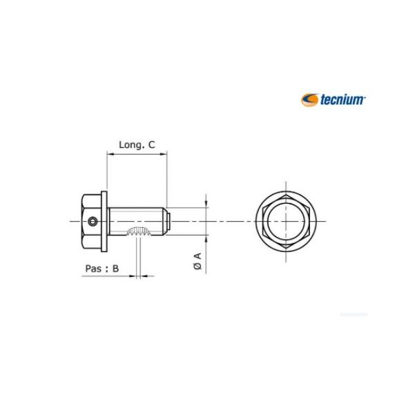Technium  olaj leresztő csavar aluminium fekete M10x1,5x14