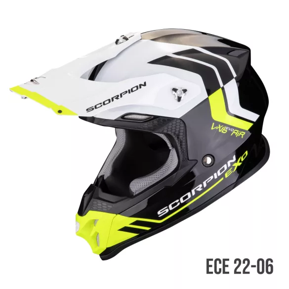 Scorpion VX-16 Evo Air Fusion cross bukósisak, black-white-fluo xl méret
