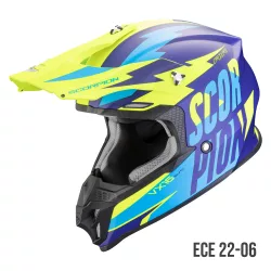   Scorpion VX-16 Evo Air Slanter cross bukósisak, blue-fluo-nvy blue