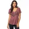 Fox girl t - shirt responded v - neck bordó s méret