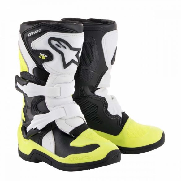 Alpinestars  Tech 3S cross csizma, Gyerek, FEKETE-FEHÉR-FLUO SÁRGA,  34