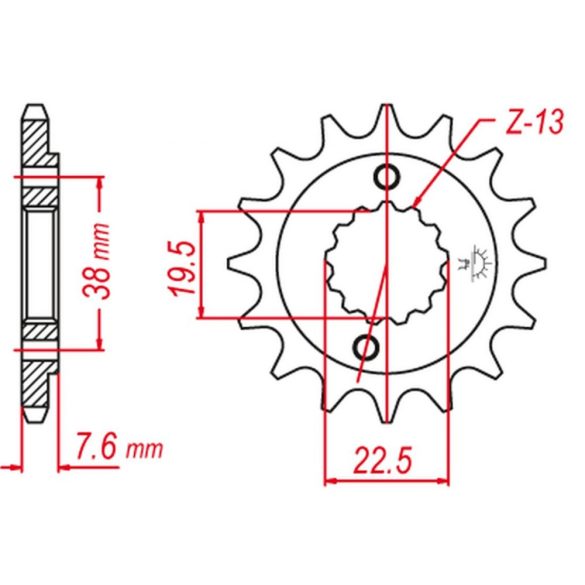 GROSSKOPF  első lánckerék 116 14 SUZUKI LTR 450 '06-'10, LTZ 400 '03-'12, RMX 450 '10-'13, KAWASAKI KFX 400 '03-'03, HYOSAKI KFX 400 '03-'08, HYOSUKI 501CH