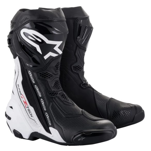 ALPINESTARS RACING  SUPERTECH R  VENTED motoroscsizma, FEKETE-fehér
