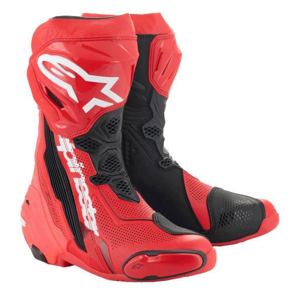 Alpinestars Racing  Supertech R Vented motoroscsizma, fekete-fehér-piros