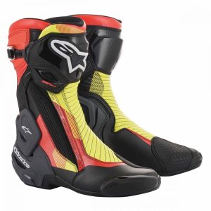 ALPINESTARS RACING  SMX PLUS V2  motoroscsizma, FEKETE-FLUO PIROS-FLIO SÁRGA-SZÜRKE