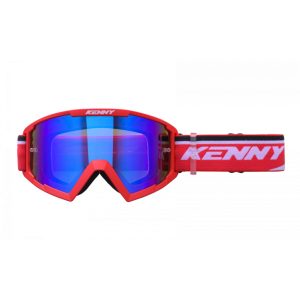Kenny racing track piros szemüveg, kék tükrös lencsével