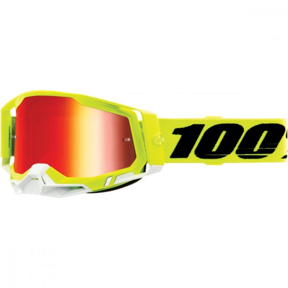 100% Racecraft 2 Fluo yellow  szemüveg piros tükrös lencsével 