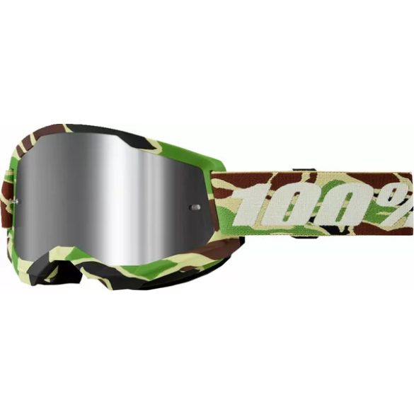 100% STRATA2 SZEMÜVEG WAR CAMO,  EZÜST TÜKRŐS LENCSÉVEL