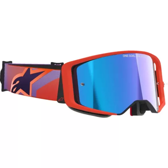 Alpinestars Supertech Vision Corp Piros/Lila szemüveg Kék tükrös lencsével