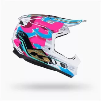   Kenny Performance Graphic + Star cross/enduro bukósisak – Fehér/kék/rózsaszín – XS