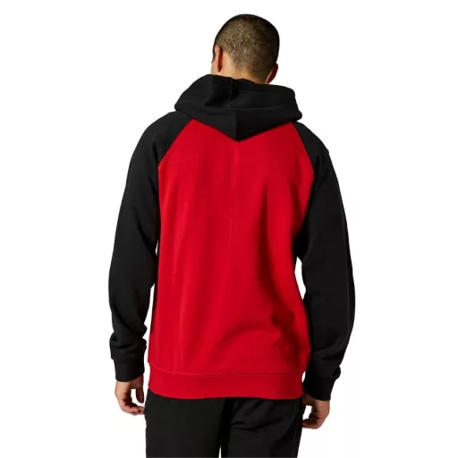 Fox emblem raglan ffi kapucnis zip pulóver , piros/fekete