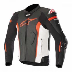   Alpinestars   MISSILE TECHAIR COMPATIBLE bőrdzseki,FEHÉR-FEKETE- FLUO PIROS