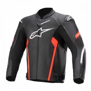 Alpinestars FASTER V2   bőrdzseki, FEKETE-FLUO PIROS