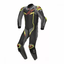   Alpinestars bőrruha LEDER 1-TEILER GP PRO V2 TECH AIR BAG fekete-ezüstszürke -sárga