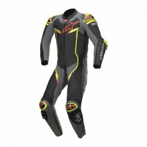 Alpinestars bőrruha LEDER 1-TEILER GP PRO V2 TECH AIR BAG fekete-ezüstszürke -sárga