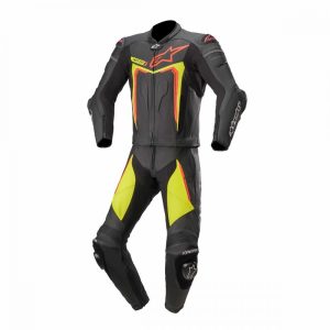 Alpinestars bőrruha 2-TEILER MOTEGI V3 fekete-fluo sárga-piros