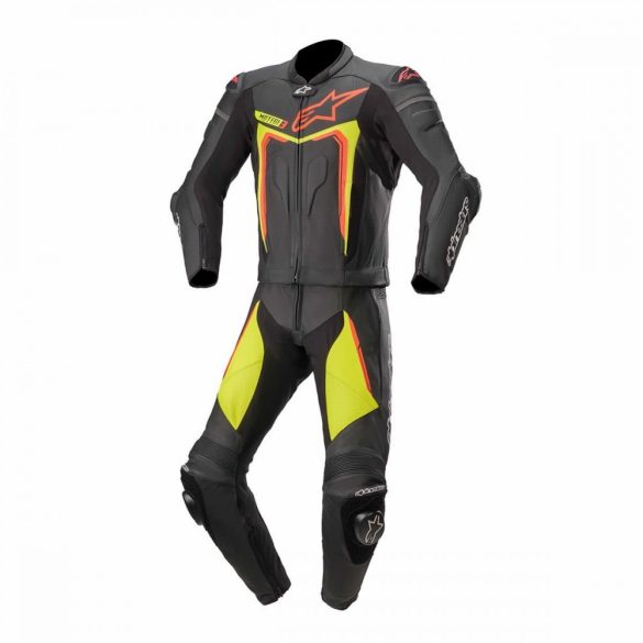 Alpinestars bőrruha 2-TEILER MOTEGI V3 fekete-fluo sárga-piros