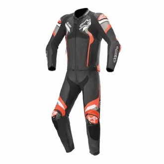   Alpinestars bőrruha 2 - teiler atem V4 fekete - sötétszürke - fluo piros