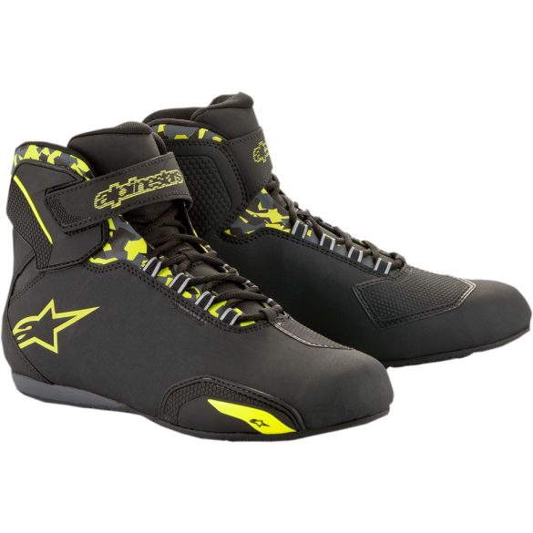 Alpinestars Sektor Wp Riding motoros cipő, fekete-szürke-sárga, 38