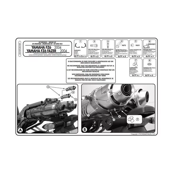 KAPPA ADAPTER KL351 ÉS TE351K OLDALKONZOLOK FELSZERELÉSÉHEZ HÁTSÓ KONZOL HASZNÁLATA NÉLKÜL