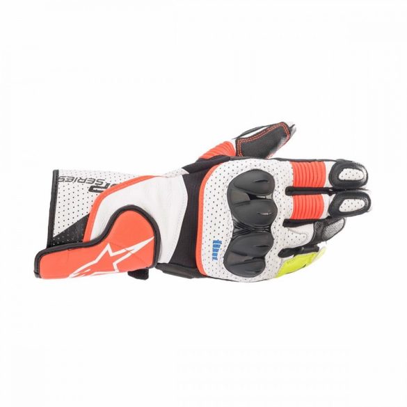 Alpinestars SP-2 v3 BŐR kesztyű, fehér-fluo piros-fekete