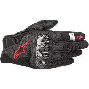 ALPINESTARS SMX-1 AIR V2 Fekete/Piros BŐR KESZTYŰ