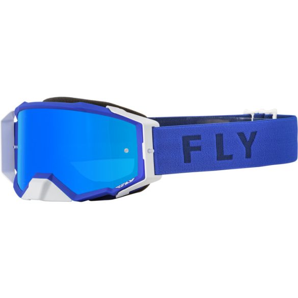 Fly Racing Zone Pro szemüveg white-blue,  kék tükrös lencsével