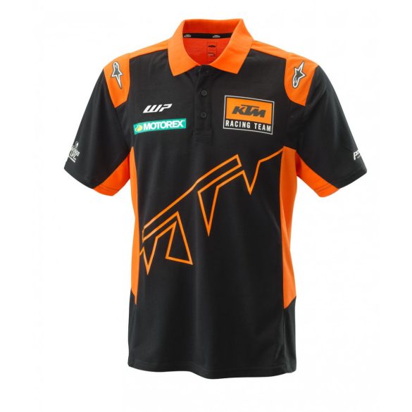 KTM Team galléros póló, fekete-narancs, XS
