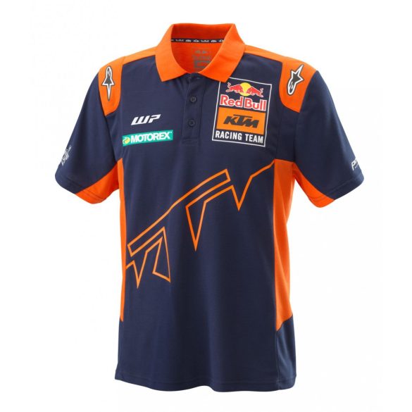 KTM Replica Team galléros póló, kék-narancs, XS