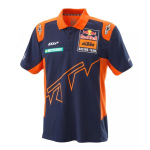 KTM Replica Team galléros póló, kék-narancs, M