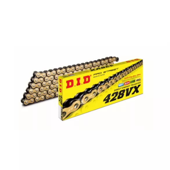 DID MEGHAJTÓLÁNC 428VXGB-124 (124 SZEM) X-RING ARANY (NYITOTT + NITTELŐS SZEM)