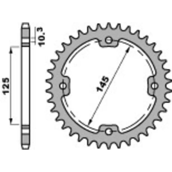 PBR hátsó lánckerék, JTR1857 - Yamaha Raptor 250/350/450/700 - 37 fogas
