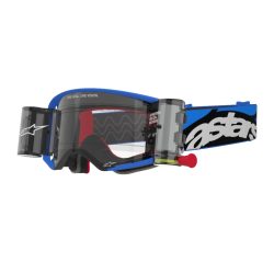   ALPINESTARS SUPERTECH STREAM SZEMÜVEG ROLL-OFF FEKETE-KÉK, VIZTISZTA LENCSÉVEL