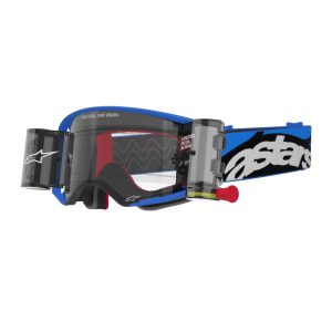 ALPINESTARS SUPERTECH STREAM SZEMÜVEG ROLL-OFF FEKETE-KÉK, VIZTISZTA LENCSÉVEL