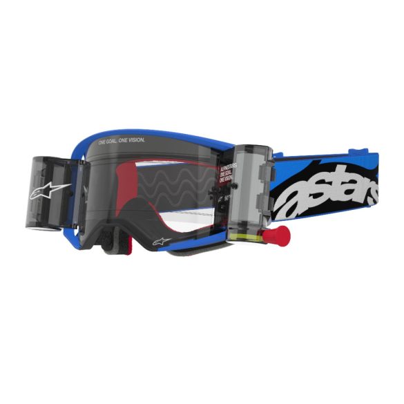 ALPINESTARS SUPERTECH STREAM SZEMÜVEG ROLL-OFF FEKETE-KÉK, VIZTISZTA LENCSÉVEL