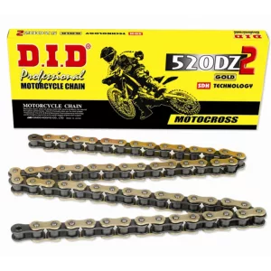 DID MEGHAJTÓLÁNC 520DZ2GB-104 (104 SZEMES) ARANY, O-GYŰRŰ NÉLKÜLI (NYITOTT + PATTINTÓS SZEM)