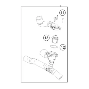 KTM alsó összekötő vízcső - termosztáttal - KTM EXC/XCW 250/300 2020-2023
