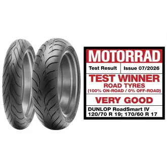   DUNLOP KOMPLET OPON (636506/25) 110/70ZR17 SPORTMAX ROADSMART IV (54W) TL PRZÓD DOT 2025 + (636515/25) 150/70ZR17 SPORTMAX ROADSMART IV (69W) TL TYŁ DOT 2025 + LATARKA