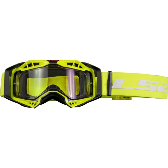 LS2 szemüveg fekete-fluosárga, viztiszta lencsével