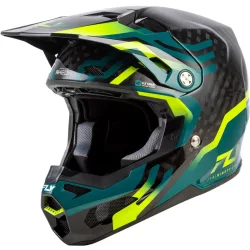   FLY RACING Formula S Carbon Byte bukósisak - Black Carbon/Teal/Lime