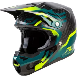 FLY RACING Formula S Carbon Byte bukósisak - Black Carbon/Teal/Lime
