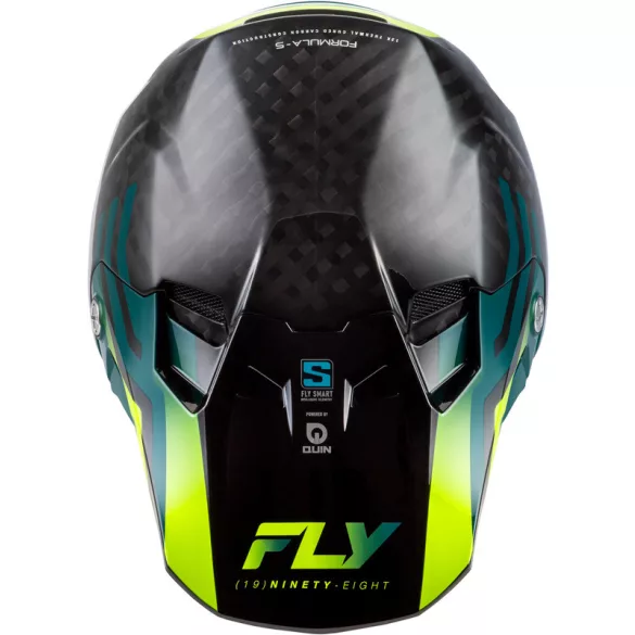 FLY RACING Formula S Carbon Byte bukósisak - Black Carbon/Teal/Lime