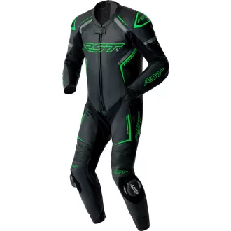 Rst S1 D3O leather suit bőrruha - fekete/Flo zöld