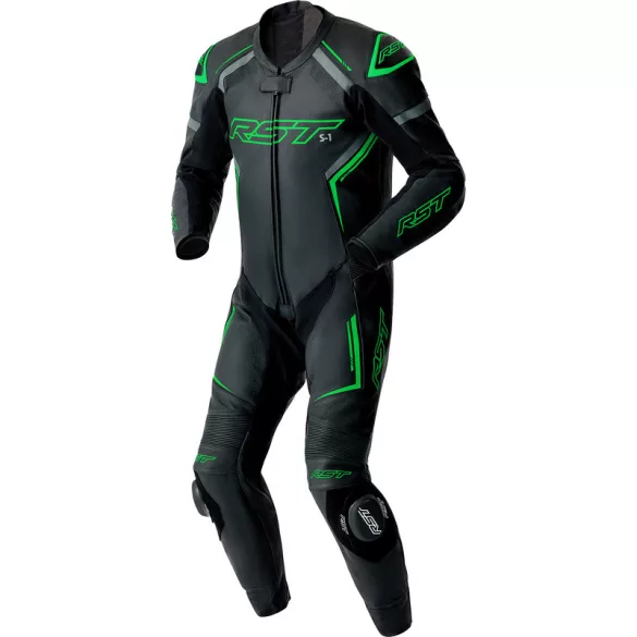 RST S1 D3O Leather Suit Bőrruha- Black / Flo Green