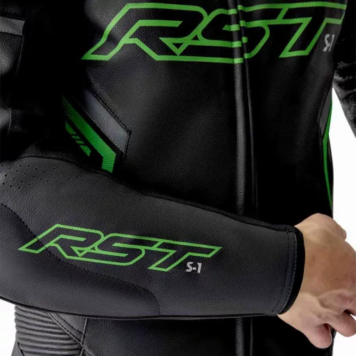 Rst S1 D3O leather suit bőrruha - fekete/Flo zöld