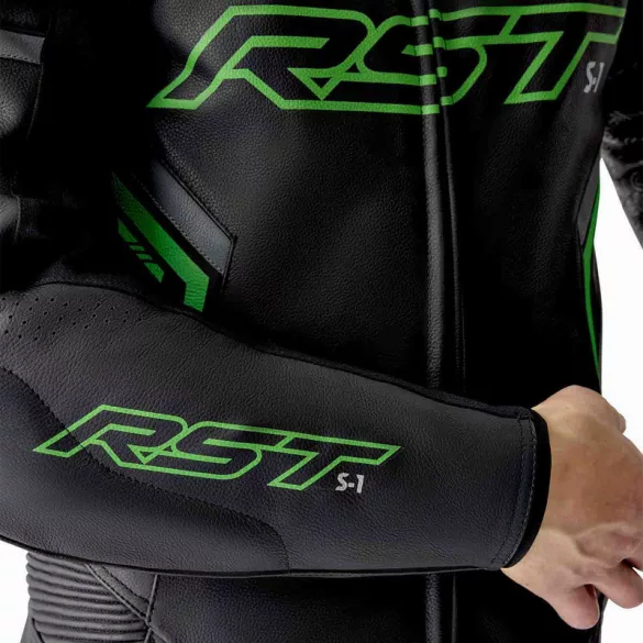 RST S1 D3O Leather Suit Bőrruha- Black / Flo Green